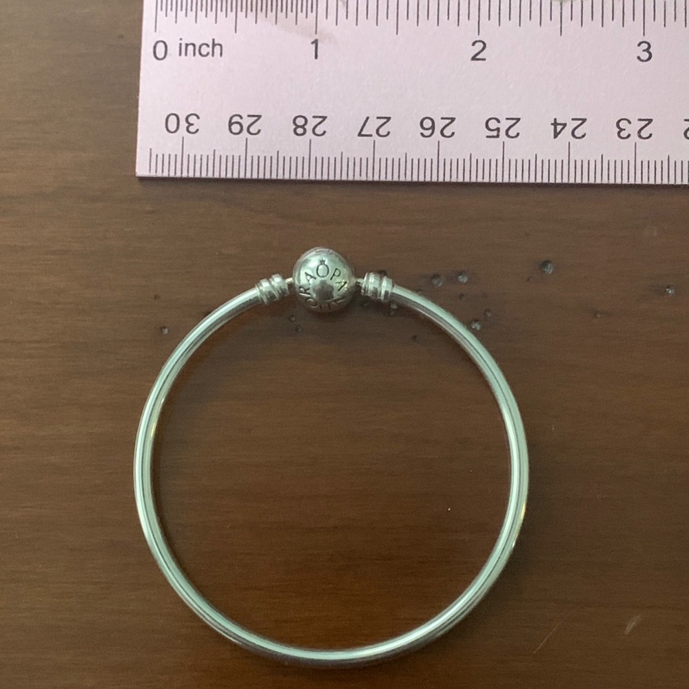 Pandora small sterling silver bangle bead bracelet